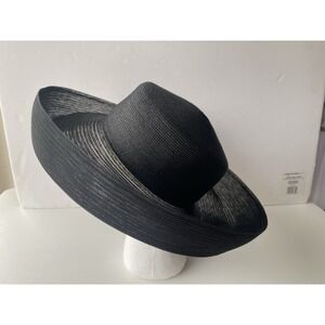 Nordstrom Made in Italy Black Wide Brim Sun Hat Packable Sheer Mesh 100% Olefin